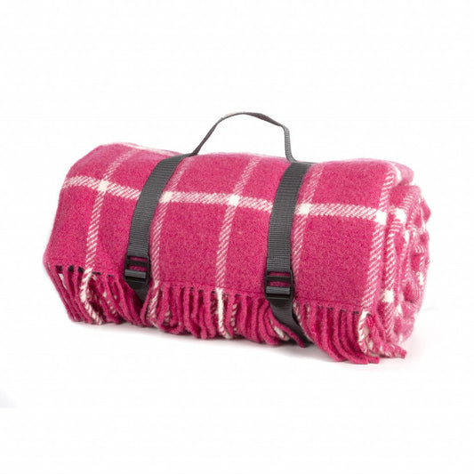 MoodCompanyNL - Picknickkleed Polo Geruit Roze - Wol - Waterdicht - 145x183cm - Tweedmill - 5060674578293