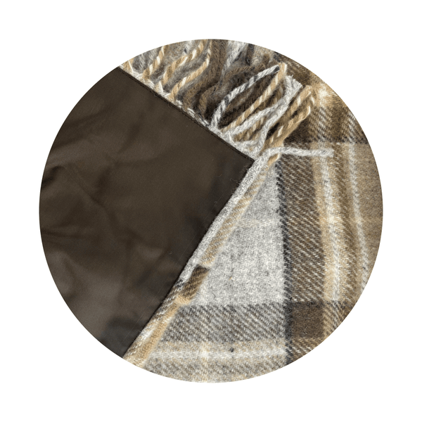 MoodCompanyNL - Picknickkleed Polo Tartan McKellar Bruin - Wol - Leren Draagset - Waterdicht - 145x183cm - Tweedmill - 5060567820805