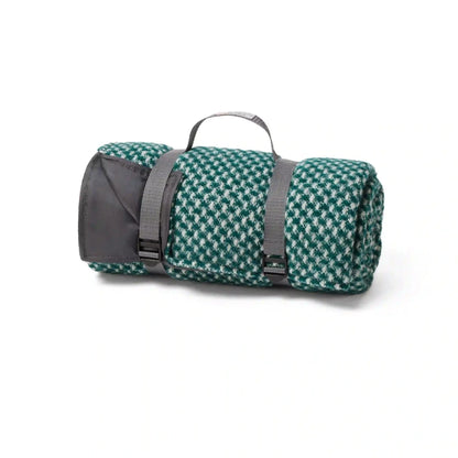 Mood Company - Picknickkleed Roll Twill Emerald (Groen) and Silver - Wol - Waterdicht - 145x145cm - Tweedmill - 5060958307670