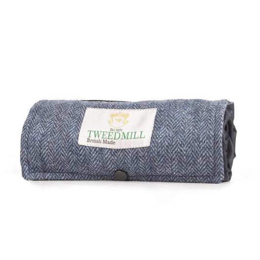 MoodCompanyNL - Picknickkleed Walker Visgraat Blauw - Tweed - Waterdicht - 66 × 98cm - Tweedmill - 5060674576787
