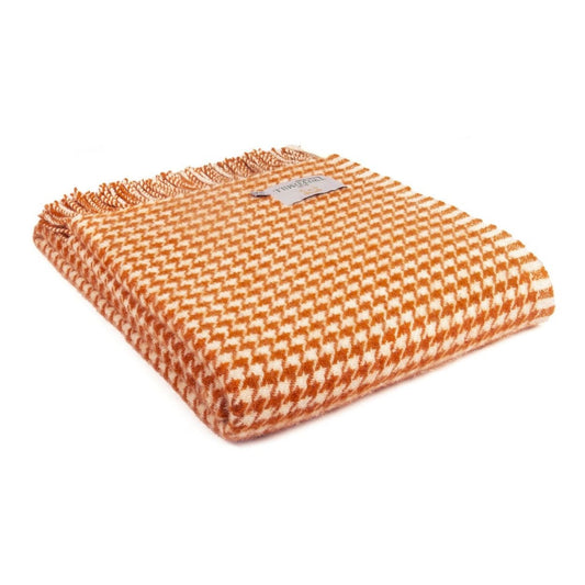 MoodCompanyNL - Plaid Houndstooth Oranje (Pumkin) - 150x183 - Nieuw Wol - Tweedmill UK - 5060674576251