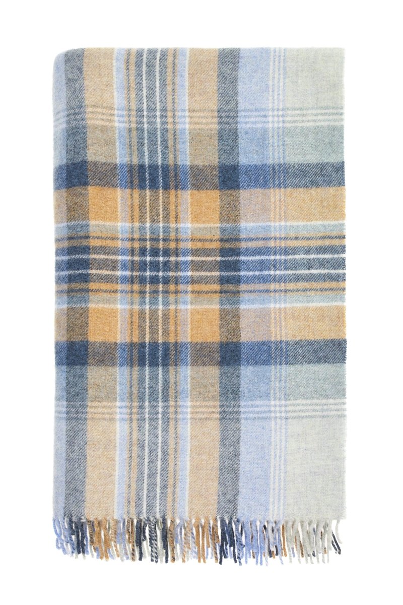 MoodCompanyNL - Plaid Kintyre Blauw - Shetland Lamswol - 140x185 - Bronte by Moon Scotland - 6151206788729