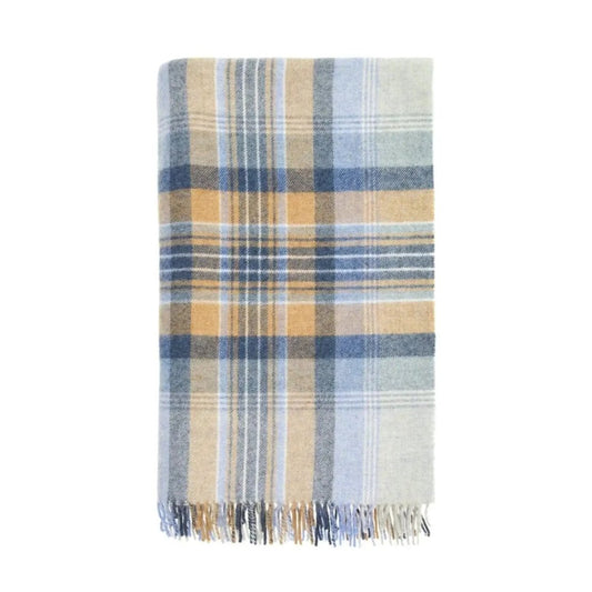 Mood Company - Plaid Kintyre Blauw - Shetland Lamswol - 140x185 - Bronte by Moon Scotland - 6151206788729