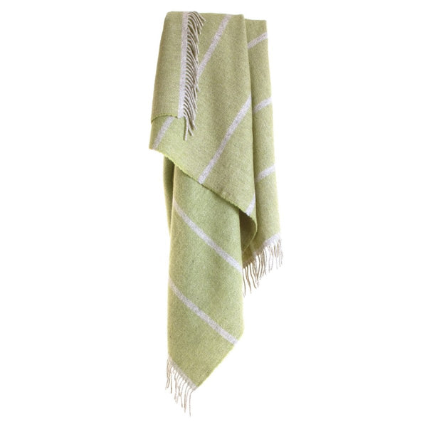 MoodCompanyNL - Plaid met brede accent streep Licht Groen (Fern) - 150x183 - Nieuw Wol - Tweedmill UK - 5060674576084