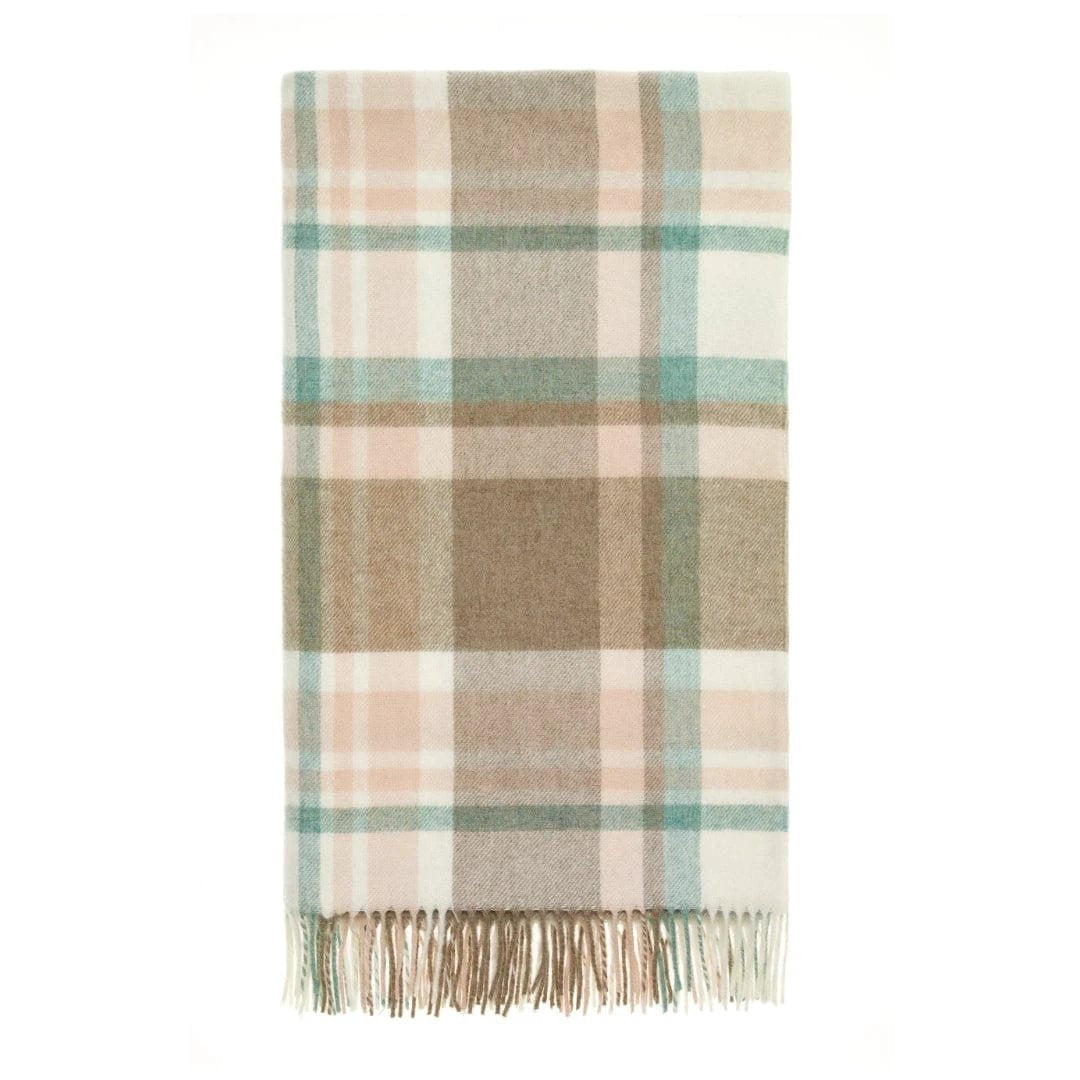 Plaid Portree Beige Roze - Merino lamswol - 140x185 - Bronte by Moon Scotland by MoodCompanyNL