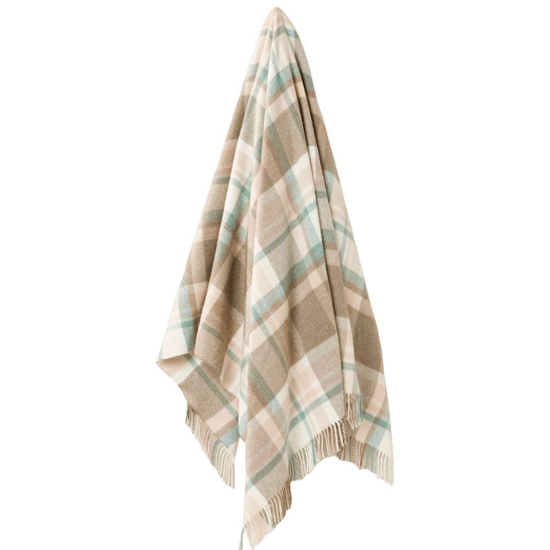 Plaid Portree Beige Roze - Merino lamswol - 140x185 - Bronte by Moon Scotland by MoodCompanyNL
