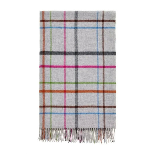 Plaid Karos Grau - Shetland Lammwolle - 140x185 - Bronte by Moon Schottland