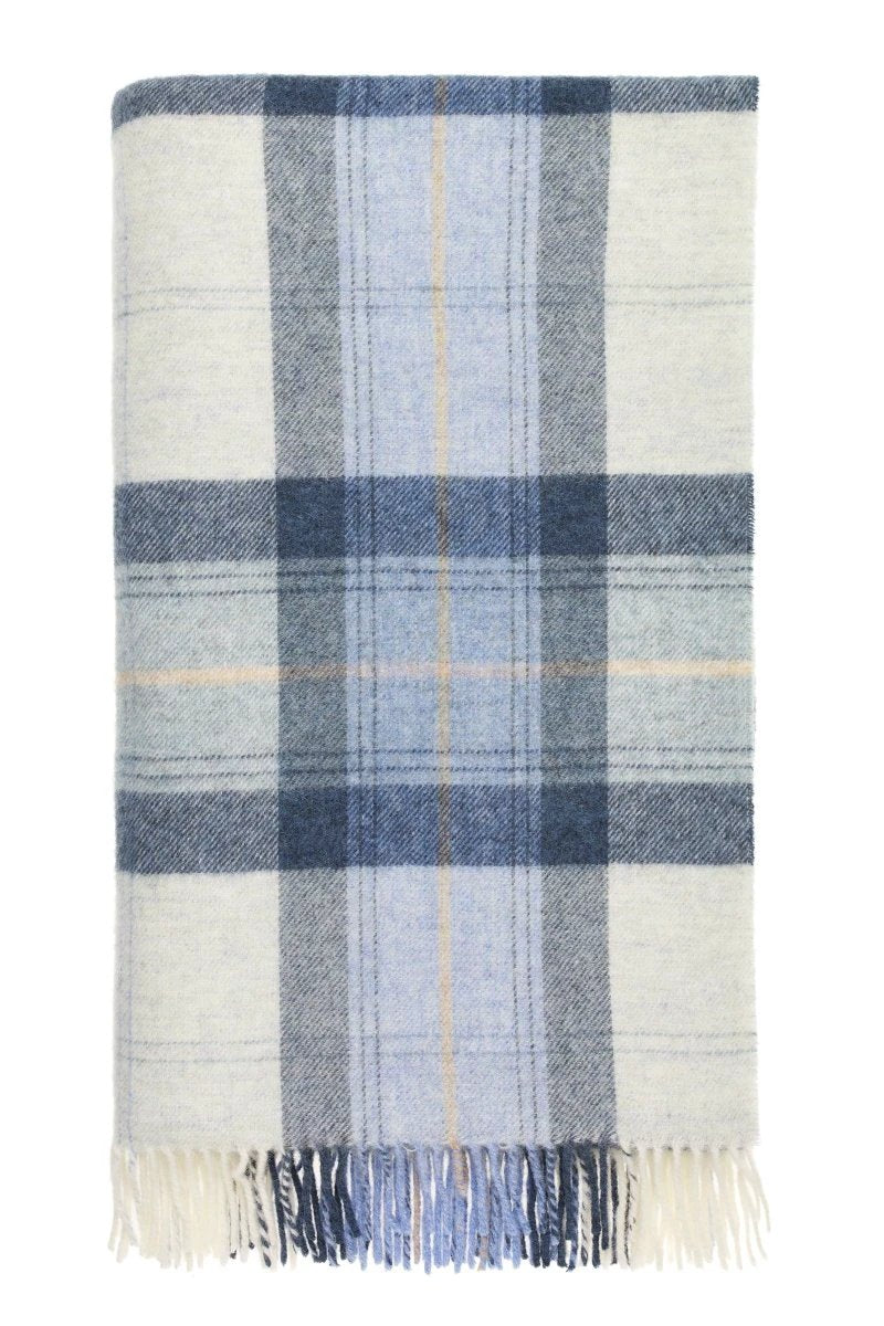 Plaid Skye Koraal Blauw - Shetland Lamswol - 140x185 - Bronte by Moon Scotland by MoodCompanyNL