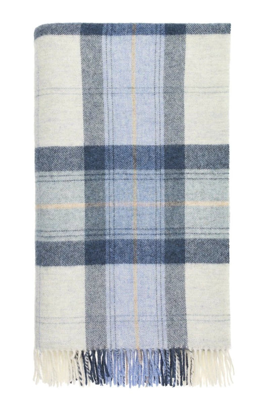 Plaid Skye Koraal Blauw - Shetland Lamswol - 140x185 - Bronte by Moon Scotland by MoodCompanyNL