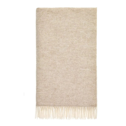 MoodCompanyNL - Plaid Visgraat Beige - Shetland Lamswol - 140x185 - Bronte by Moon Scotland - 5057900121477