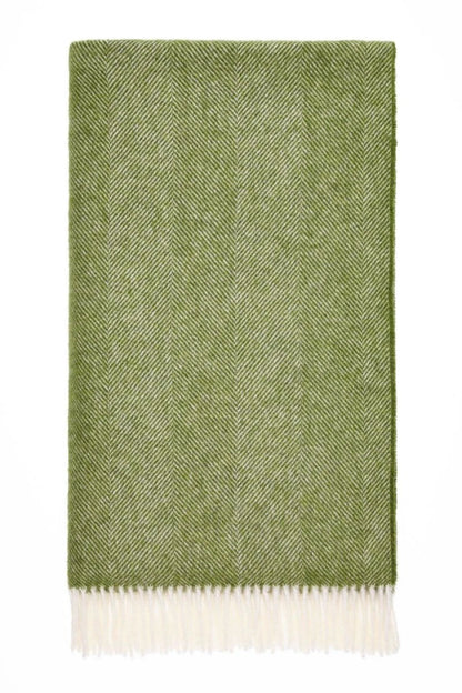 Plaid Visgraat Groen (Apple) - Shetland Lamswol - 140x185 - Bronte by Moon Scotland by MoodCompanyNL