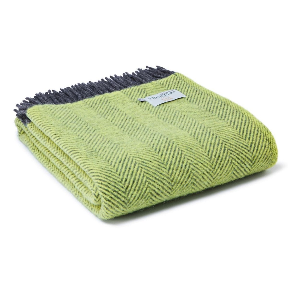 MoodCompanyNL - Plaid Visgraat Heldergroen met Donkergrijs - 150x183 - Nieuw Wol - Tweedmill UK - 5060958302804