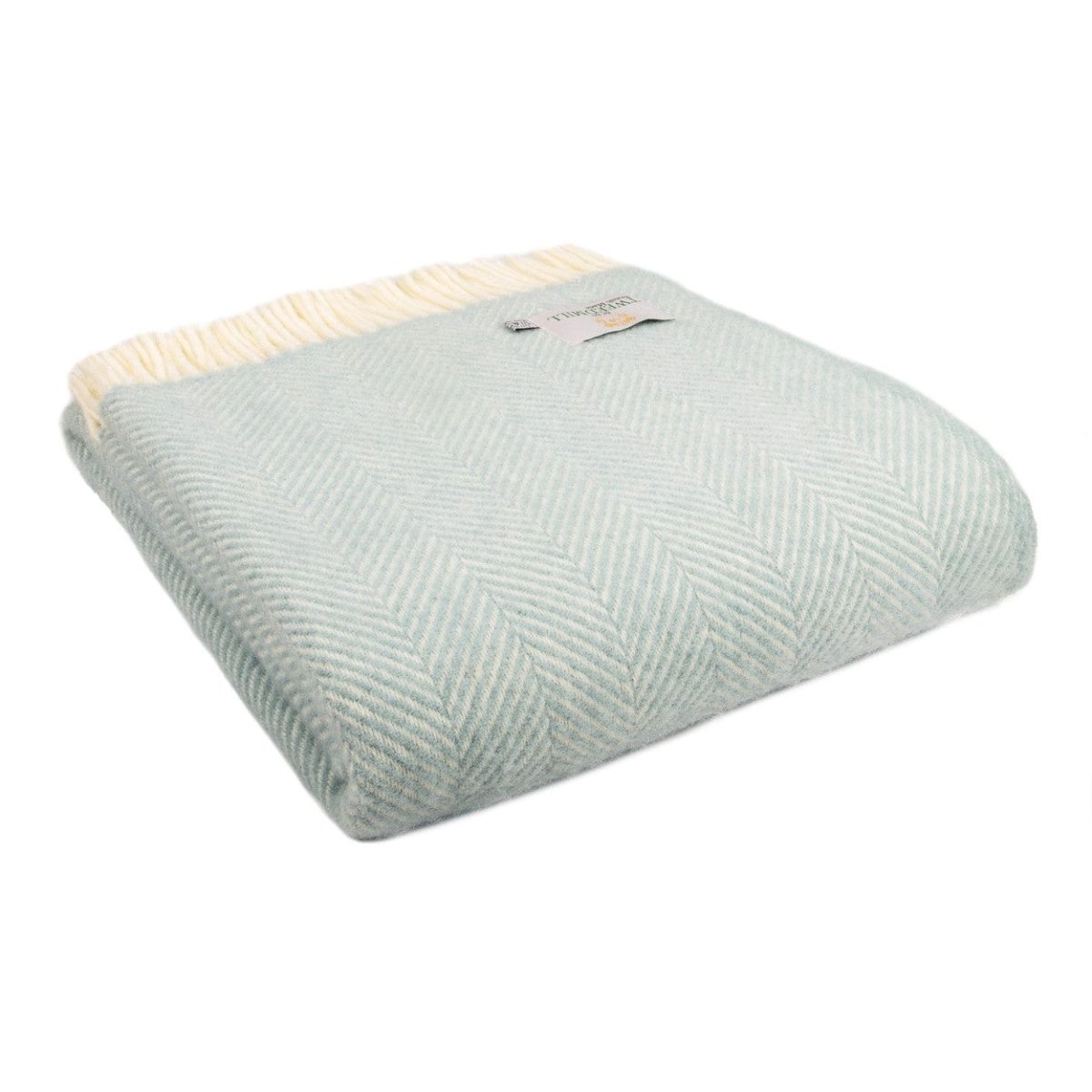 MoodCompanyNL - Plaid Visgraat Lichtblauw (Duck Egg) - 150x183 - Nieuw Wol - Tweedmill UK - 5060445890142