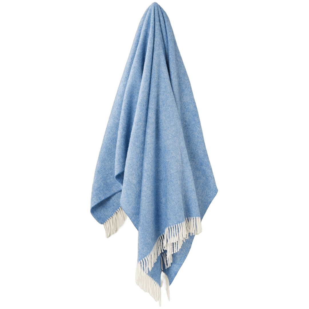 MoodCompanyNL - Plaid Visgraat Lichtblauw (Peacock) - Shetland Lamswol - 140x185 - Bronte by Moon Scotland - 6095633055057