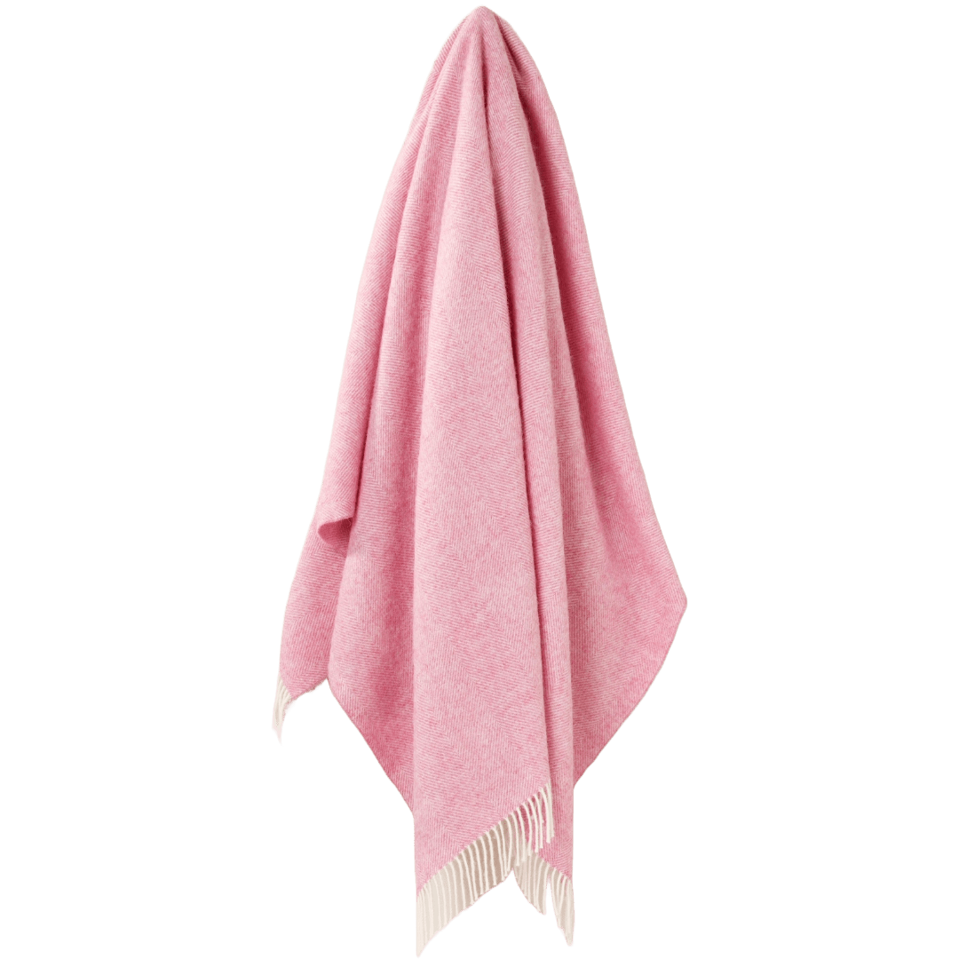 MoodCompanyNL - Plaid Visgraat lichtroze - Shetland Lamswol - 140x185 - Bronte by Moon Scotland - 6095632999901