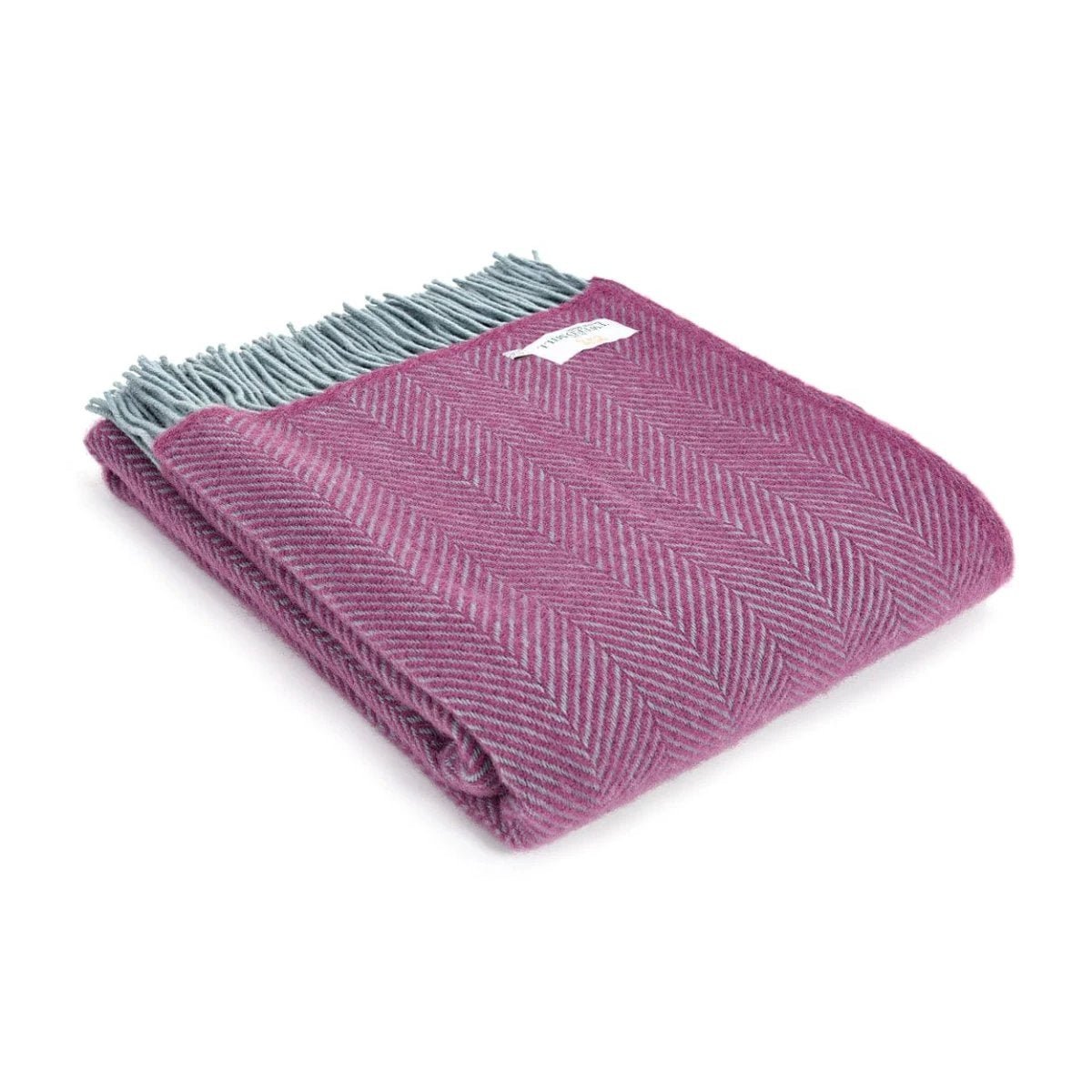 Plaid Visgraat Paars en Lichtblauw (Mulberry and Duck egg) - 150x183 - Nieuw Wol - Tweedmill UK by MoodCompanyNL