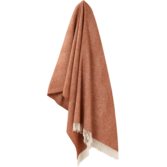 Plaid Visgraat Rood-Bruin (Brick) - Shetland Lamswol - 140x185 - Bronte by Moon Scotland by MoodCompanyNL