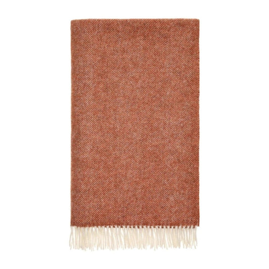 Mood Company - Plaid Visgraat Rood-Bruin (Brick) - Shetland Lamswol - 140x185 - Bronte by Moon Scotland - 6095635326322