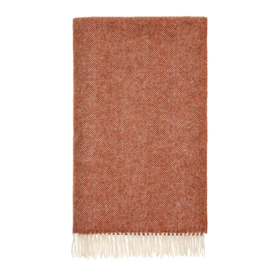 Plaid Visgraat Rood-Bruin (Brick) - Shetland Lamswol - 140x185 - Bronte by Moon Scotland by MoodCompanyNL