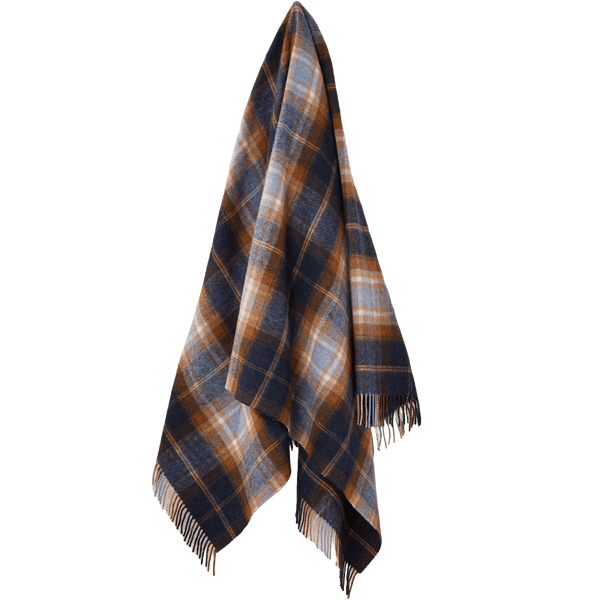 Plaid Winterton Merino Blauw - Merino Lamswol - 140x185 - Bronte by Moon Scotland by MoodCompanyNL