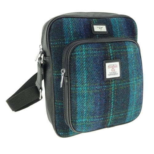 MoodCompanyNL - Reistas Tay Blauw met Turquoise - Compact - 27x23x9 - Harris Tweed - Glen Appin of Scotland - 5060959020301