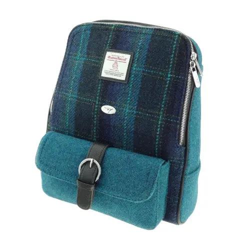 Mood Company - Rugzak Naver Blauw met Turquoise - 33x29x14 - Harris Tweed - Glen Appin of Scotland - 5060959020004