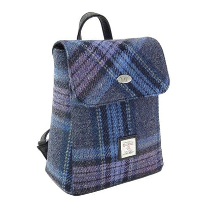 MoodCompanyNL - Rugzak Tummel Blauw en paars stewart Tartan - Mini - 26x21x12 - Harris Tweed - Glen Appin of Scotland - 5061035011633