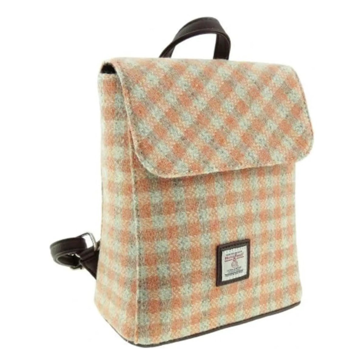 Mood Company - Rugzak Tummel Gingham Oranje (Coral) - Mini - 26x21x12 - Harris Tweed - Glen Appin of Scotland - 5060631375644