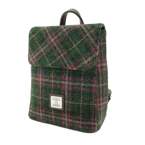 MoodCompanyNL - Rugzak Tummel Groen en Roze (Plum) - Mini - 26x21x12 - Harris Tweed - Glen Appin of Scotland - 5060631376368