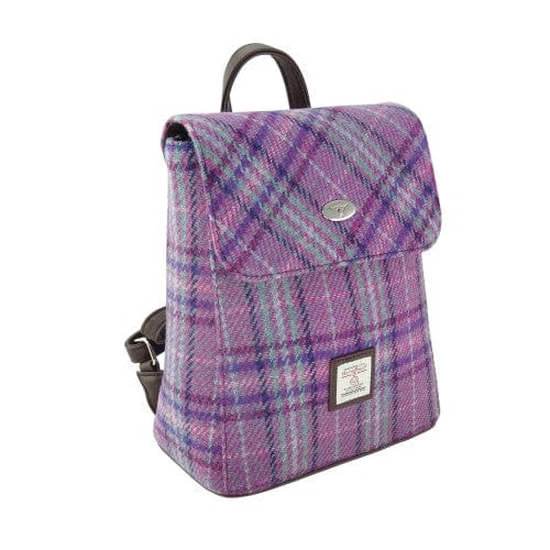 MoodCompanyNL - Rugzak Tummel Paars en mint Tartan - Mini - 26x21x12 - Harris Tweed - Glen Appin of Scotland - 5061035011664