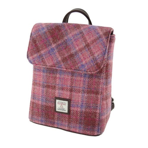 MoodCompanyNL - Rugzak Tummel Roze Geruit - Mini - 26x21x12 - Harris Tweed - Glen Appin of Scotland - 5060631375637