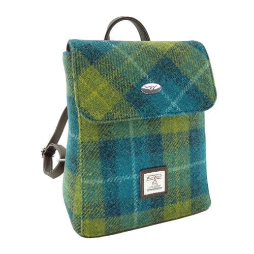 MoodCompanyNL - Rugzak Tummel Zeeblauw en Limegroen - Mini - 26x21x12 - Harris Tweed - Glen Appin of Scotland - 5060631378966