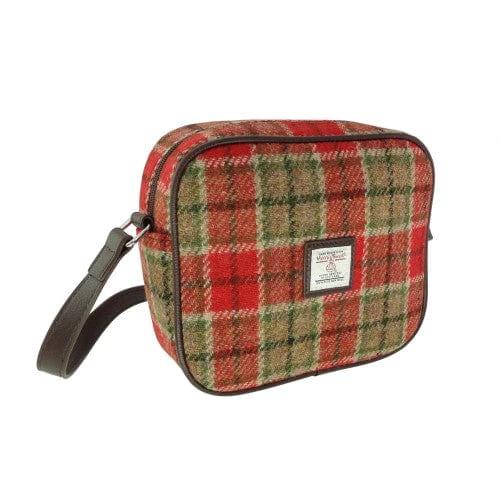 Schoudertas Almond Rood Groen Tartan - 19x21x7 - Harris Tweed - Glen Appin of Scotland by MoodCompanyNL