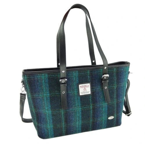MoodCompanyNL - Schoudertas Spey Tote bag Blauw met Turquiose - Groot - Ritssluiting - Harris Tweed - Glen Appin of Scotland - 5060959020059