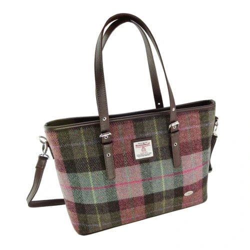 MoodCompanyNL - Schoudertas Spey Tote bag Gedempt Groen & Paars Tartan - Groot - Ritssluiting - Harris Tweed - Glen Appin of Scotland - 5060959028376