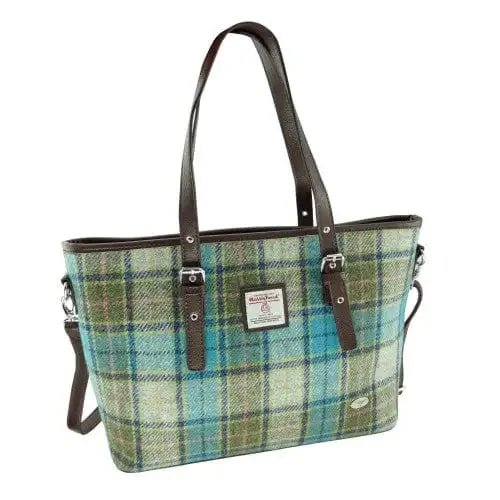 MoodCompanyNL - Schoudertas Spey Tote bag Turquoise - Groot - Ritssluiting - Harris Tweed - Glen Appin of Scotland - 5060959020073