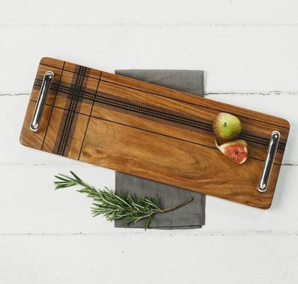 MoodCompanyNL - Serveerplank met Schotse tartan design - 42x15 - Sheesham hout - Just Slate Company Scotland - 5060426281785