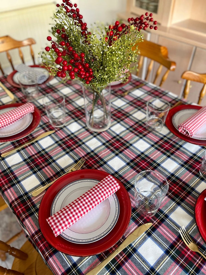 MoodCompanyNL - Tafelkleed Tartan Wit Medium Medium - 120x140 - Katoen - Mood Company - 6151205594536