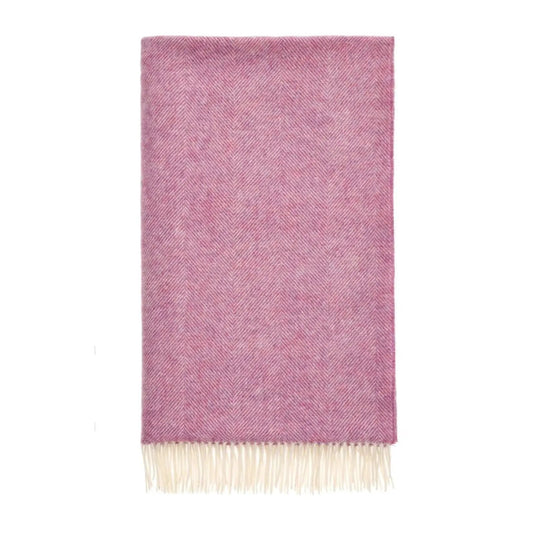 Plaid Visgraat Roze - Shetland Lamswol - 140x185 - Bronte by Moon Scotland by MoodCompanyNL