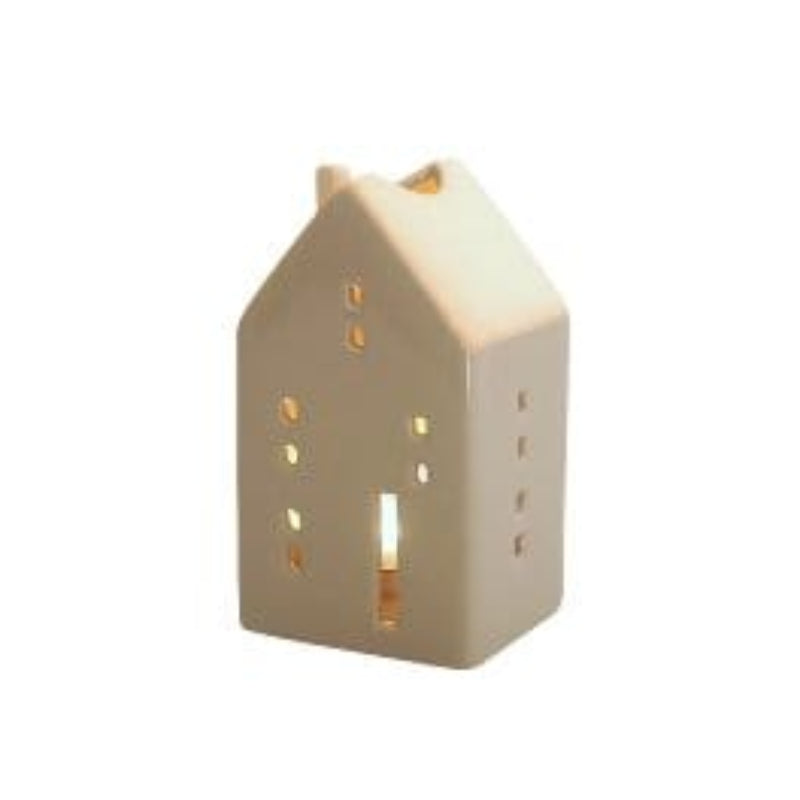 MoodCompanyNL - Theelichthouder Huis Beige - Steen - 7,4x6,3x13 cm - Werner Voss - 4030673541124