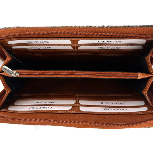 MoodCompanyNL - Travel Wallet Lichtbruine Tartan & Leer | Praktisch & Stijlvol - 5056703020796