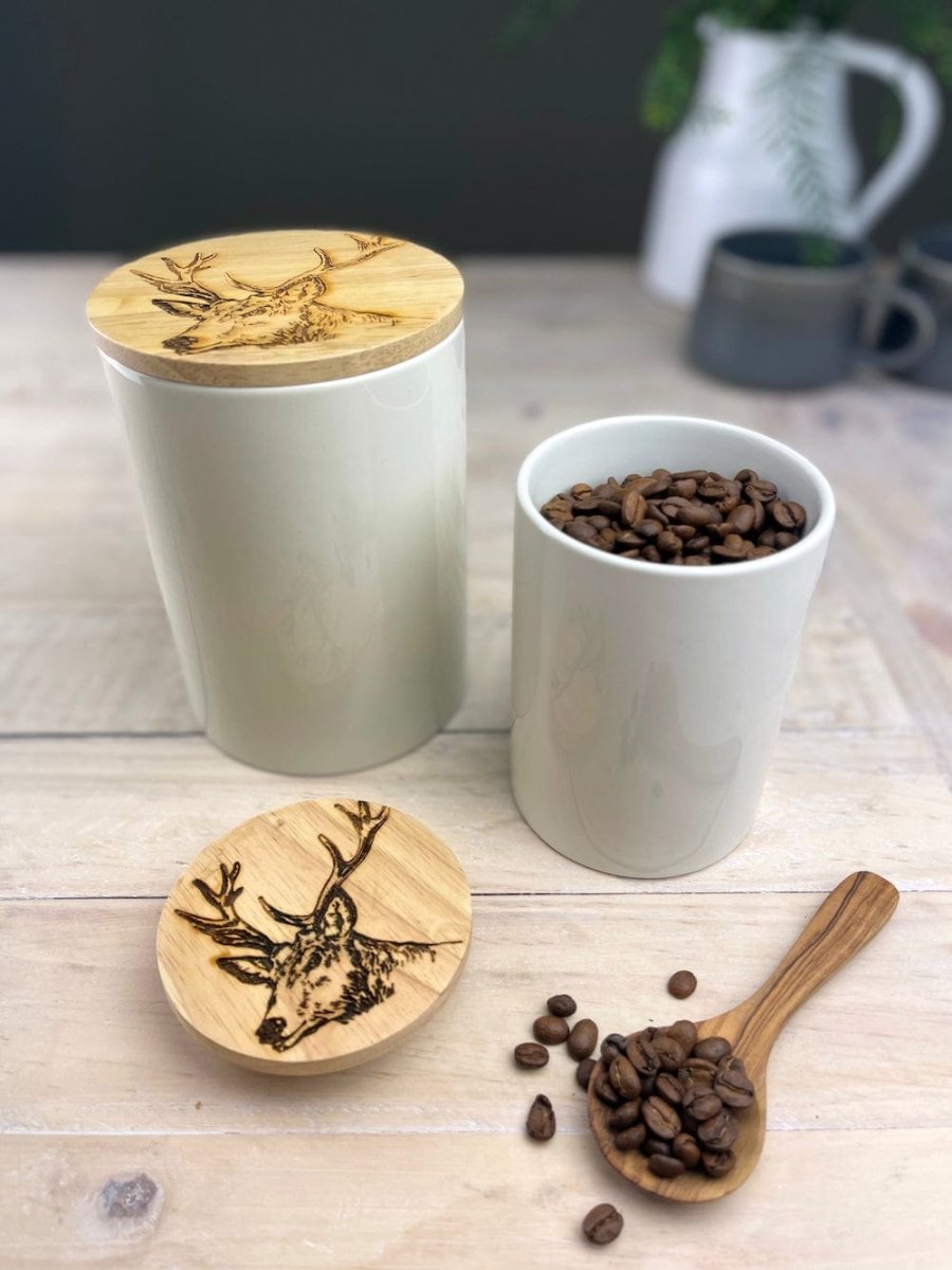 MoodCompanyNL - Voorraadpot Edelhert Medium - 16x11 - Gegraveerd - Scottish Made - 5060949550245