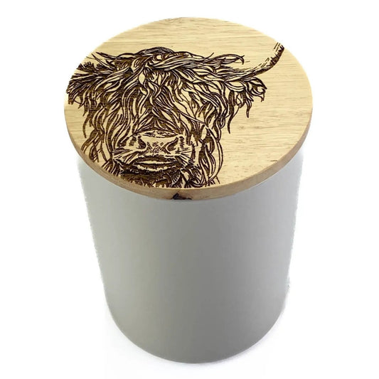 Mood Company - Voorraadpot Highland cow Medium - 16x11 - Gegraveerd - Scottish Made - 5060716719996