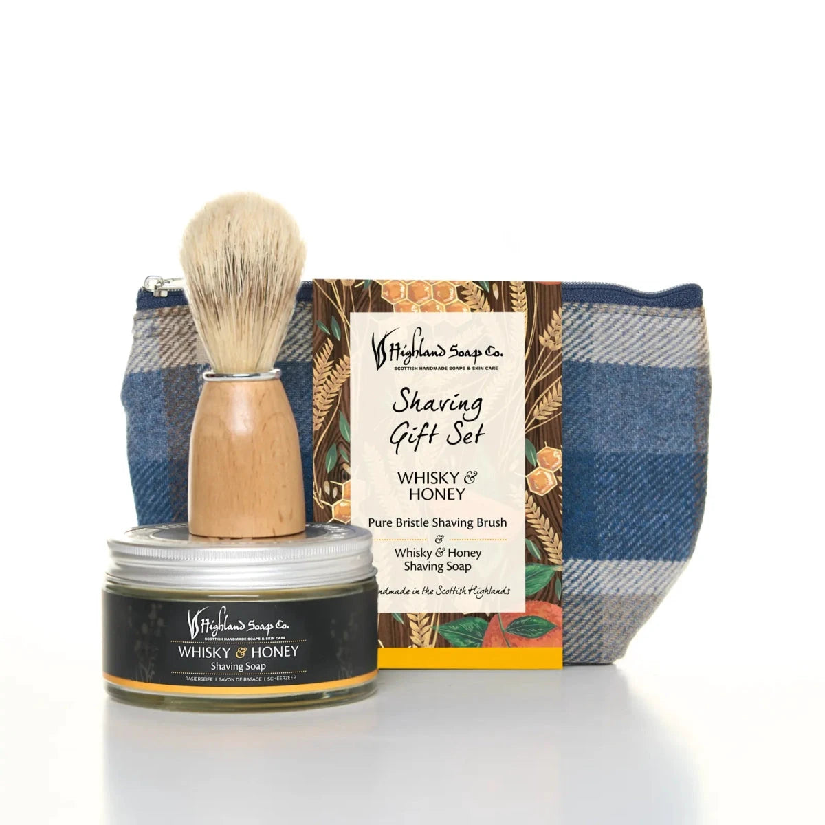 Whisky & Honey – Warm & Zoet - Scheerset - Scheerzeep, kwast en toilettas by MoodCompanyNL
