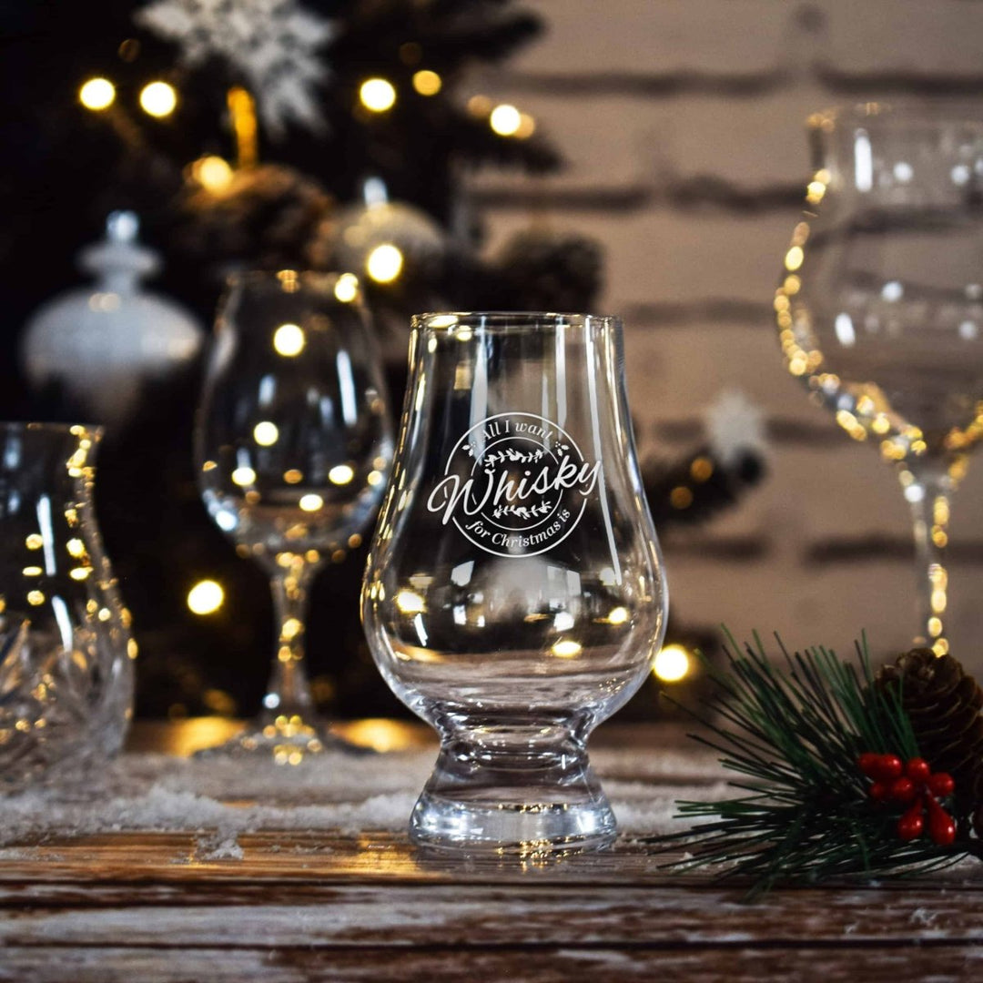 MoodCompanyNL - Whiskyglas Gegraveerd All I want for Xmas - Glencairn Crystal Scotland - 6095643481402